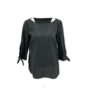 Talbots 3/4 Tie Sleeve Boat Neck Blouse Top Sz XS